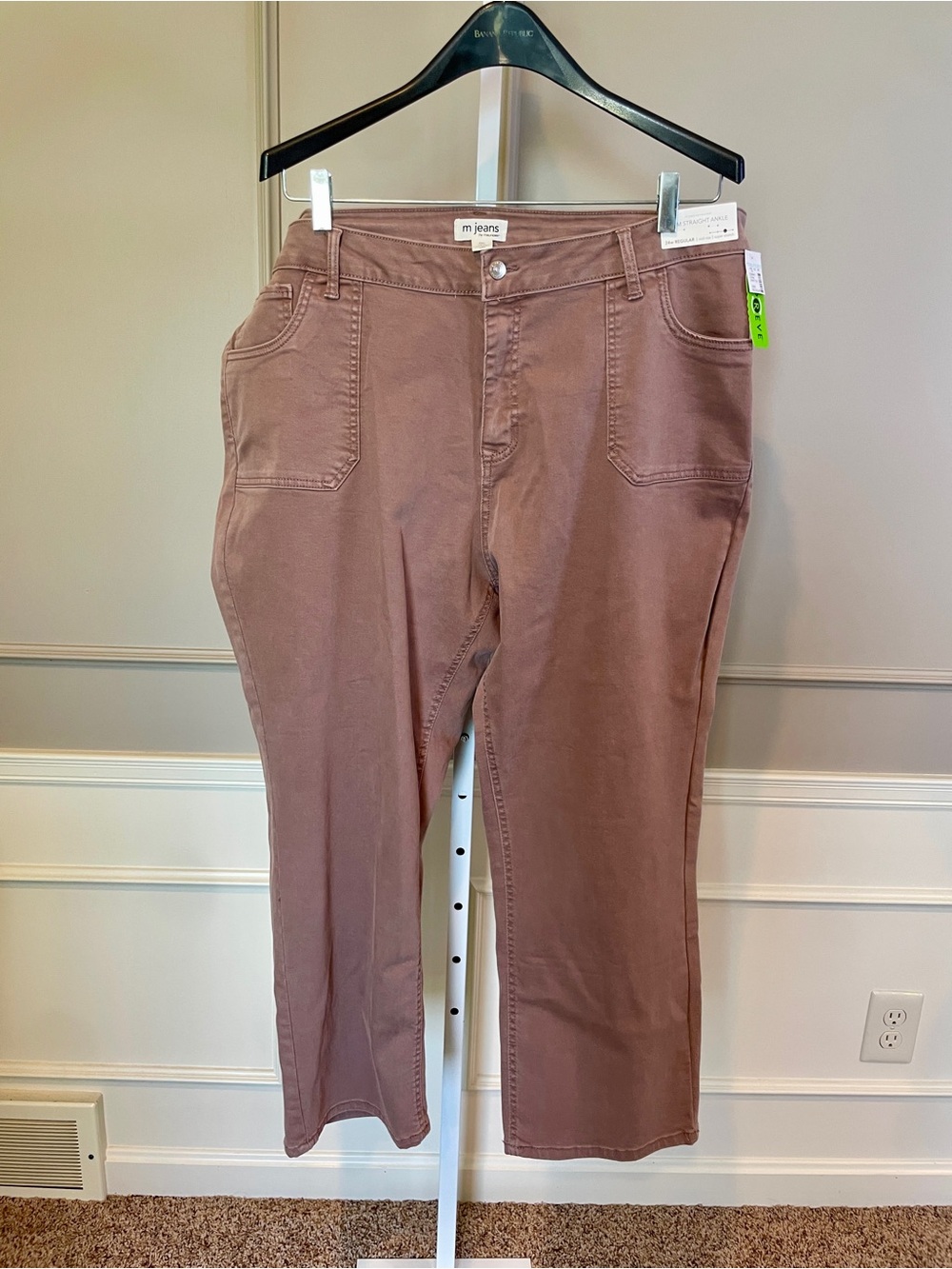 M Jeans by Maurices NEW Slim Straight Ankle 24W Rust Light Brown Neutral Stretch